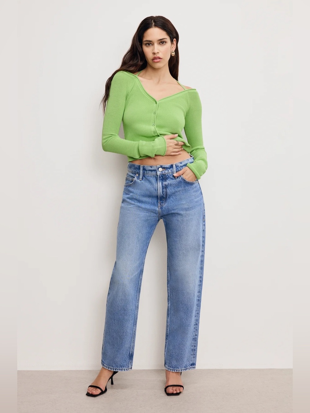 NWT • Good American Good Relaxed Straight Jeans in “Indigo885” Wash • Size 15